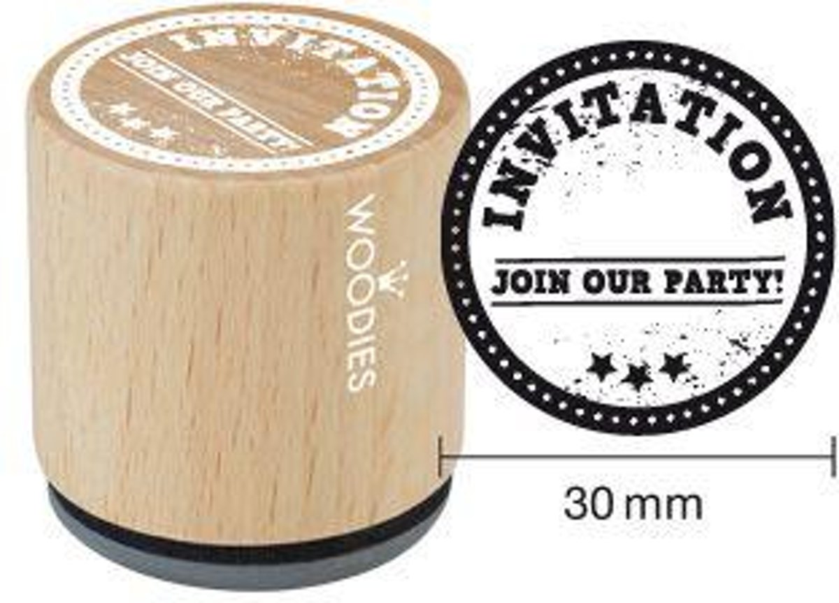 Hobbystempel | Houten uitnodiging stempel Woodies | Join our Party